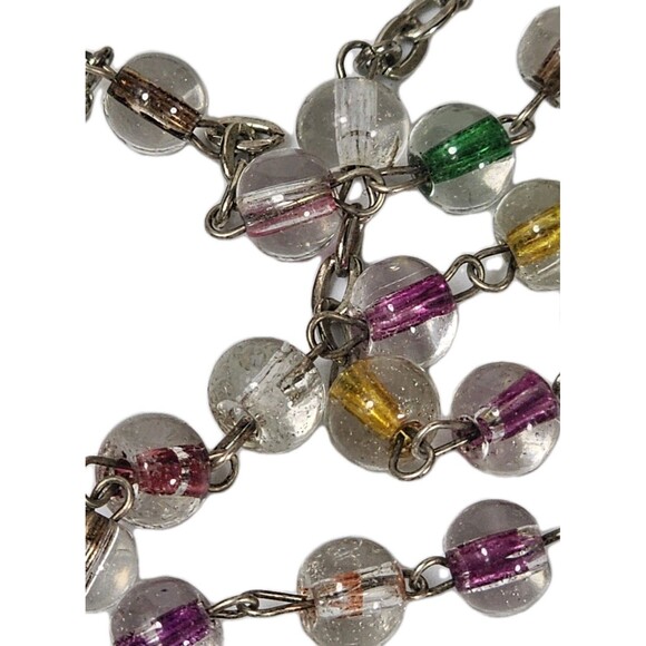 Handmade Rosary Made in Jerusalem Multicolor Glass Beads Silver Tone Crucifix - Picture 7 of 8